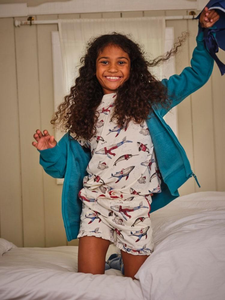 Fat Face White Shelter Whale Pyjama Shorts Set