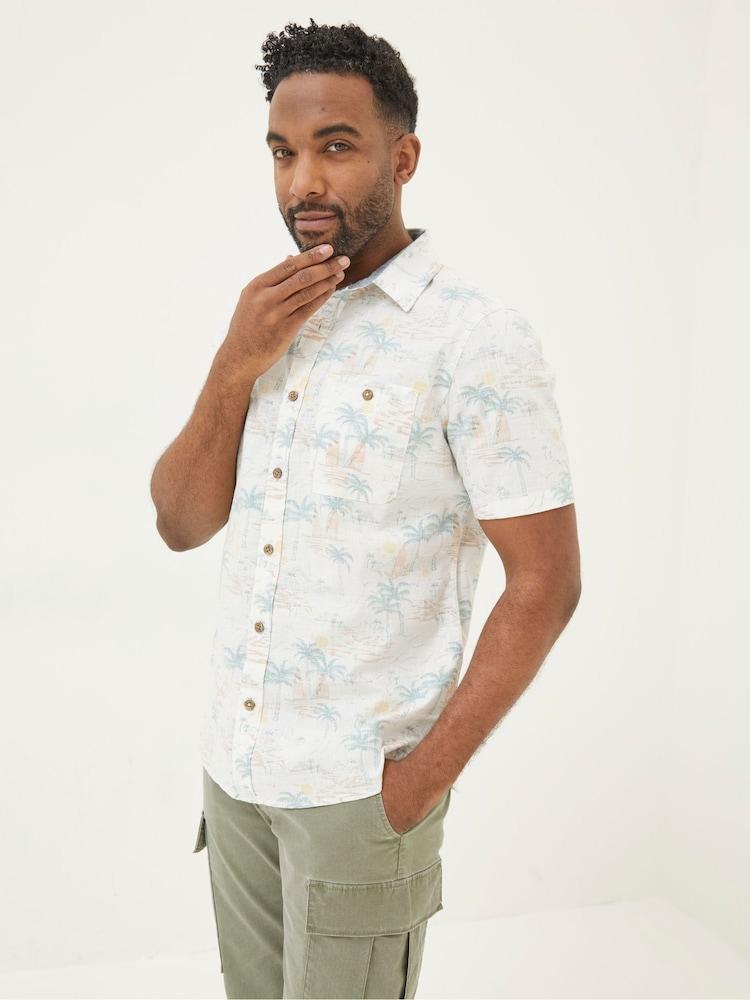 Fat Face White Surf Print Shirt