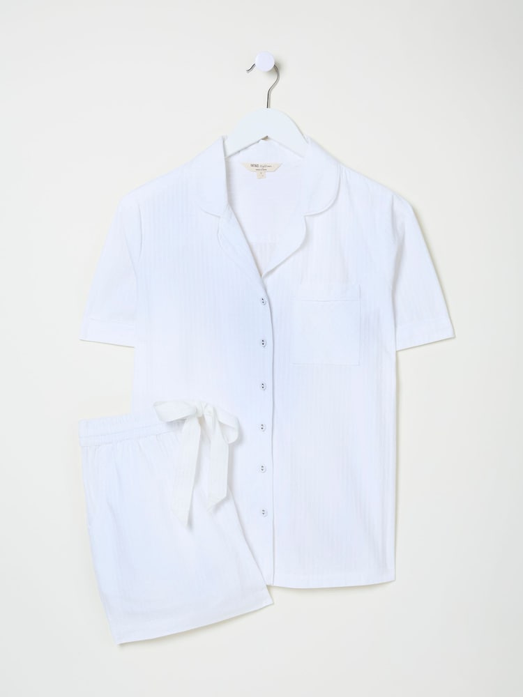 fat face White Textured Pyjama Shorts Set