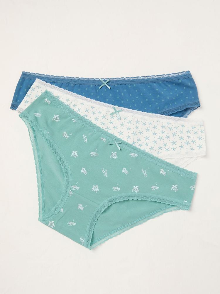 Fat Face White Turtle 3 Pack Knickers