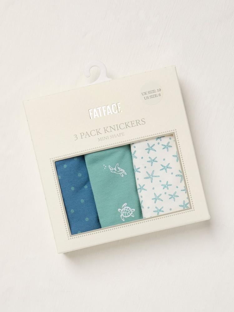 Fat Face White Turtle 3 Pack Knickers