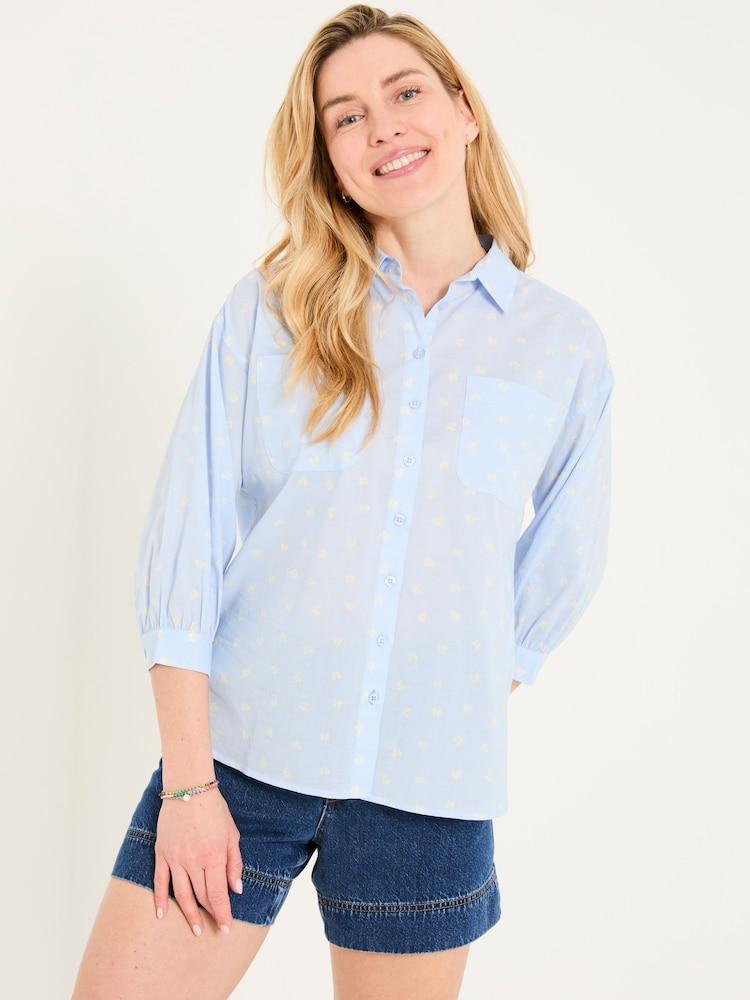Fat Face Whitney Chambray Blue Bows Shirt