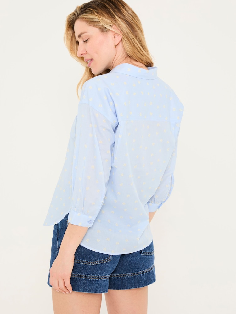 Fat Face Whitney Chambray Blue Bows Shirt