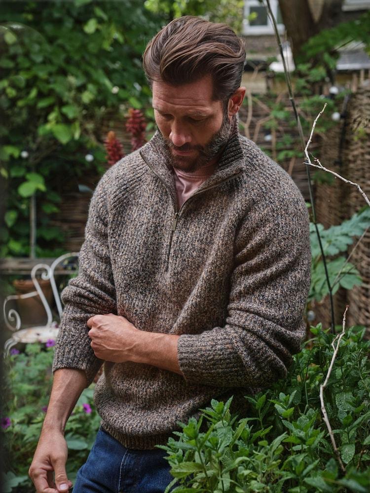 Fat Face Williton Natural Half Neck Knitted Jumper