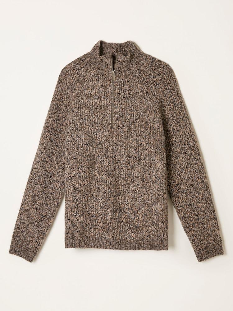 fat face Williton Natural Half Neck Knitted Jumper