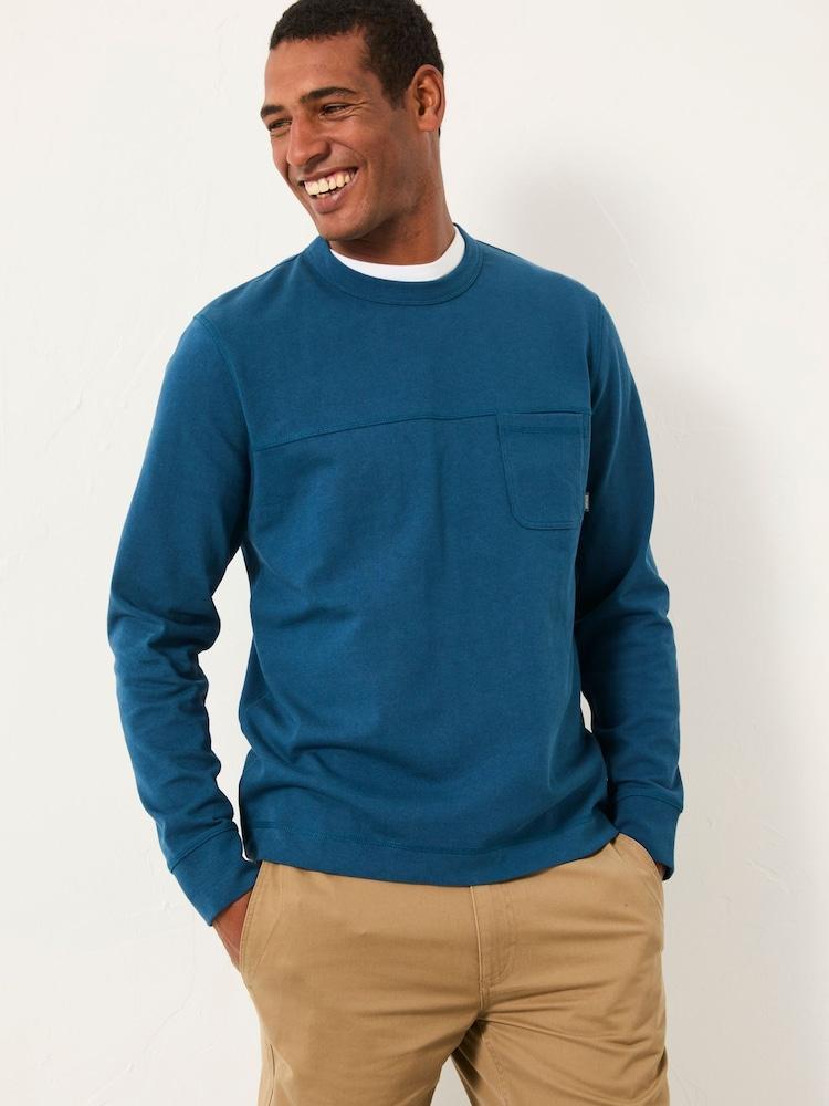 Fat Face Wilman Dark Teal Blue Crew Sweat
