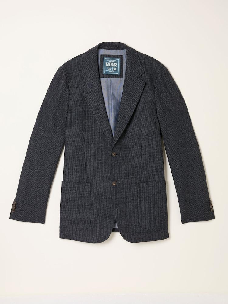 fat face Witley Grey Wool Micro Check Blazer