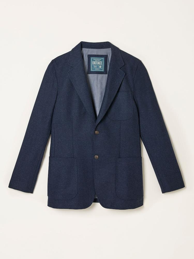 fat face Witley Navy Wool Mix Herringbone Blazer