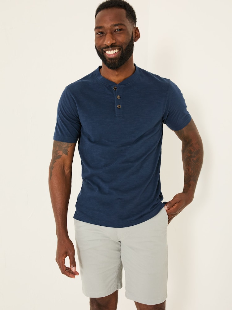 Fat Face Woodside Navy Slub Henley T-Shirt