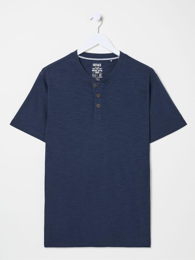 fat face Woodside Navy Slub Henley T-Shirt