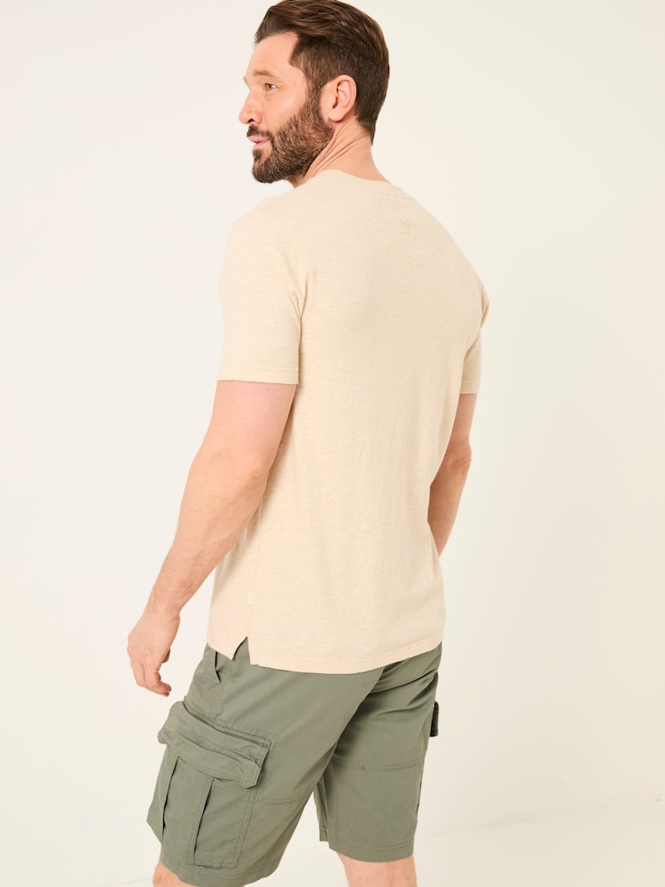 Fat Face Woodside Oatmeal Slub Henley T-Shirt