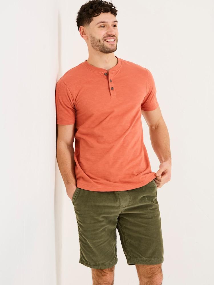 Fat Face Woodside Orange Slub Henley T-Shirt