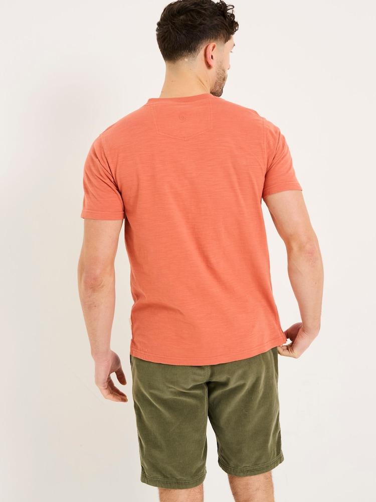 Fat Face Woodside Orange Slub Henley T-Shirt