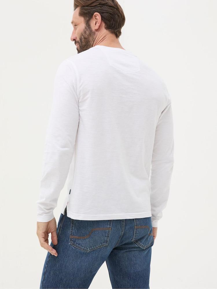 Fat Face Woodside White Long Sleeve Henley T Shirt