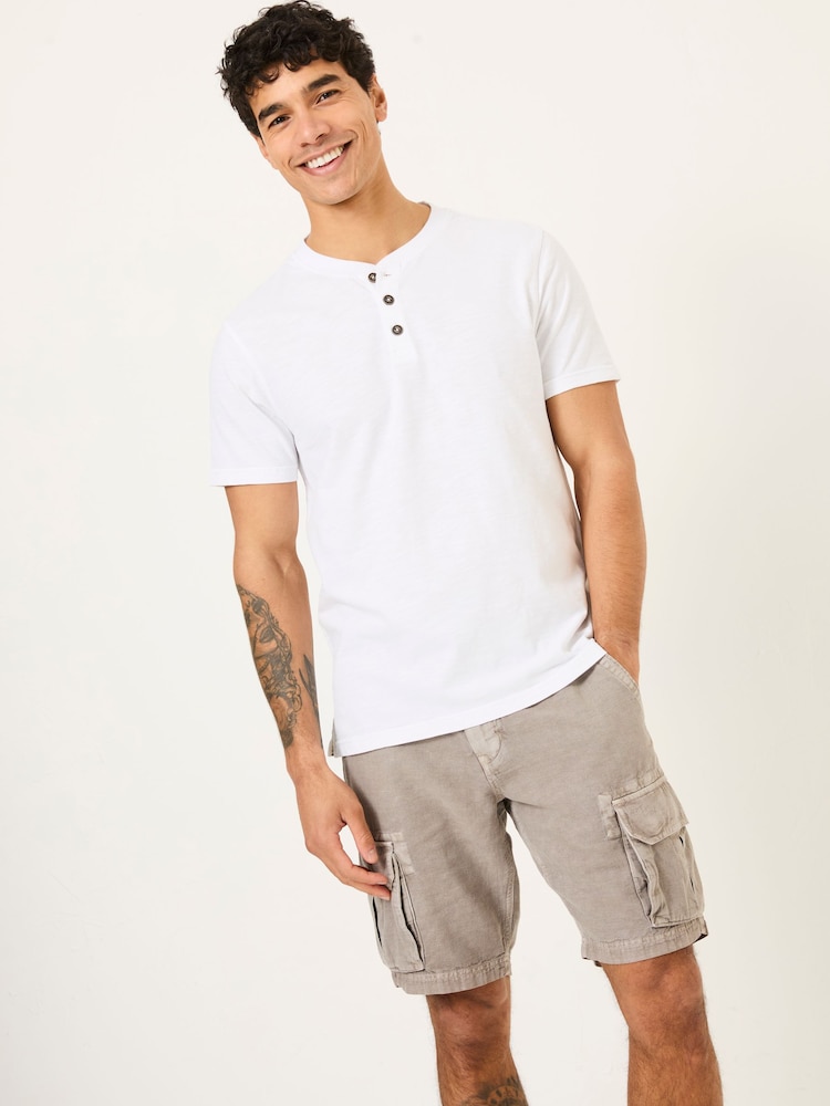 Fat Face Woodside White Slub Henley T-Shirt