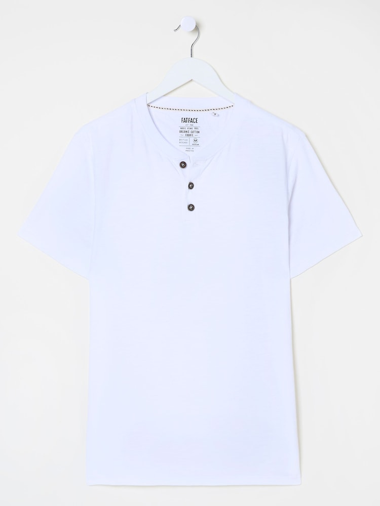 fat face Woodside White Slub Henley T-Shirt