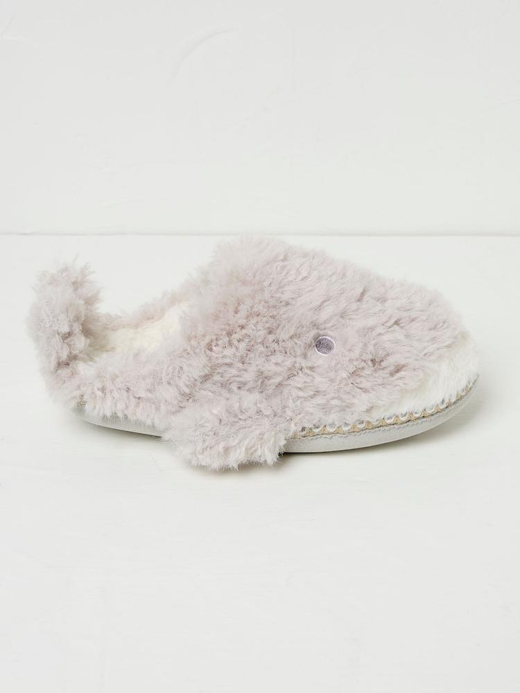 Fat Face Wynn Whale Light Grey Slippers