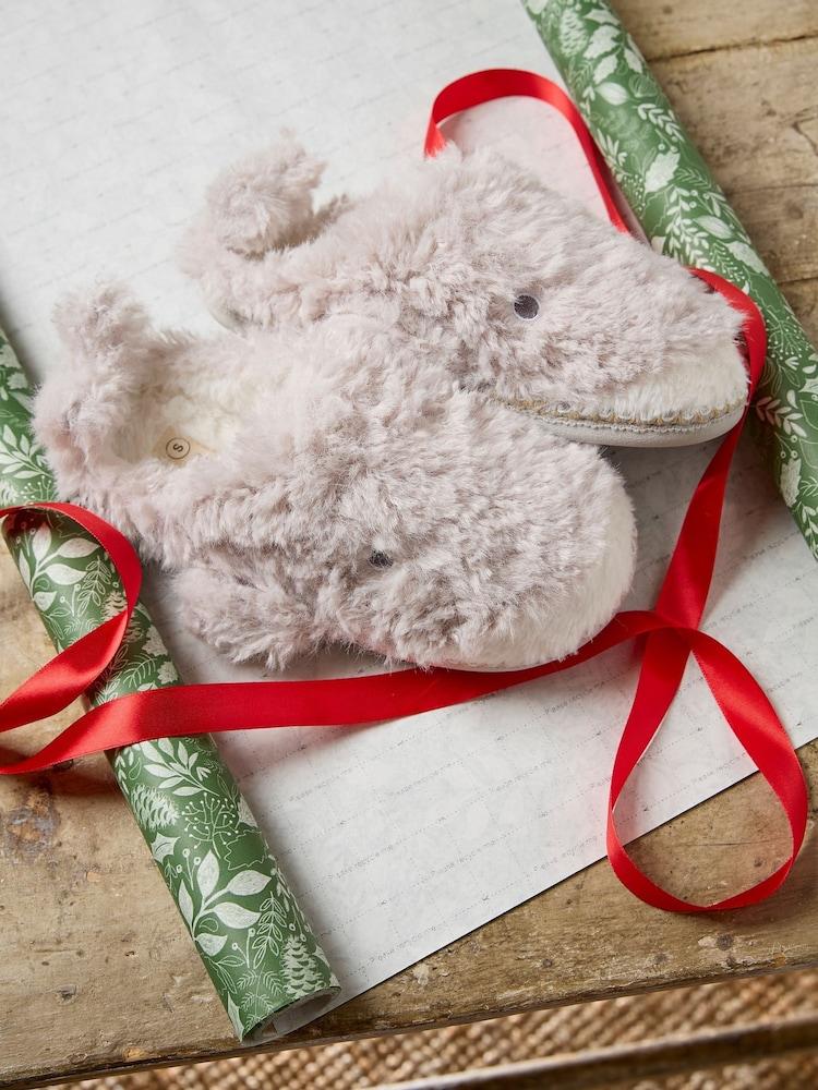fat face Wynn Whale Light Grey Slippers
