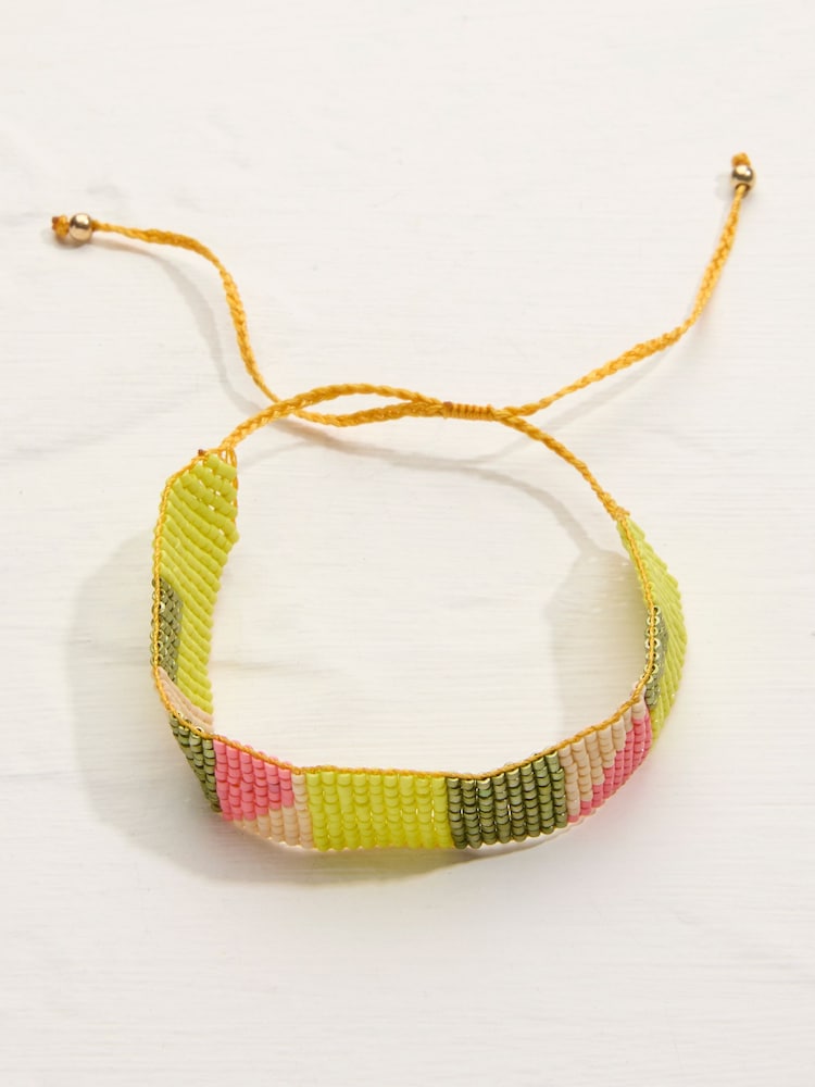 Fat Face Yellow Adjustable Woven Bracelet