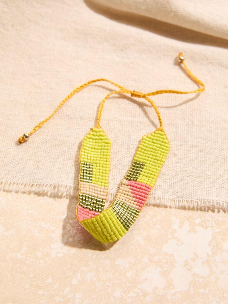 Fat Face Yellow Adjustable Woven Bracelet