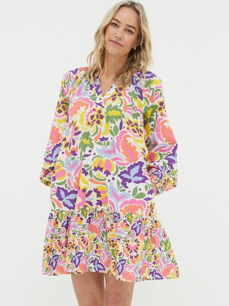 Fat Face Yellow Art Floral Tunic?Dress