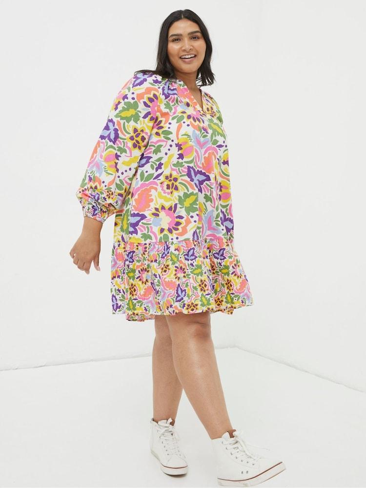 Fat Face Yellow Art Floral Tunic?Dress