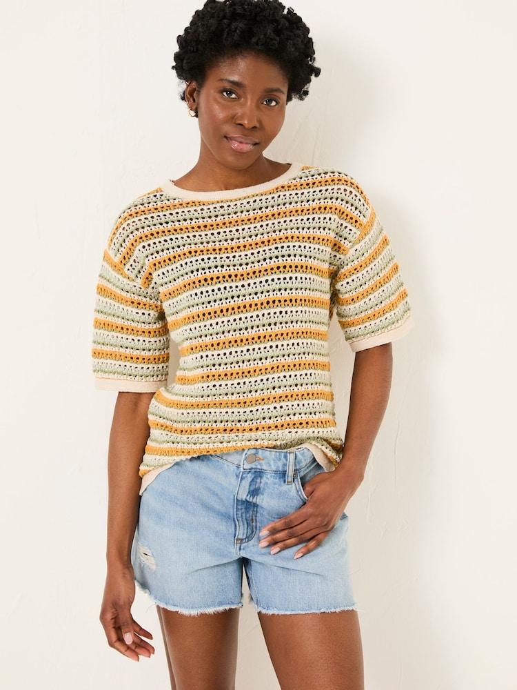 Fat Face Yellow Beeble Knitted T-Shirt