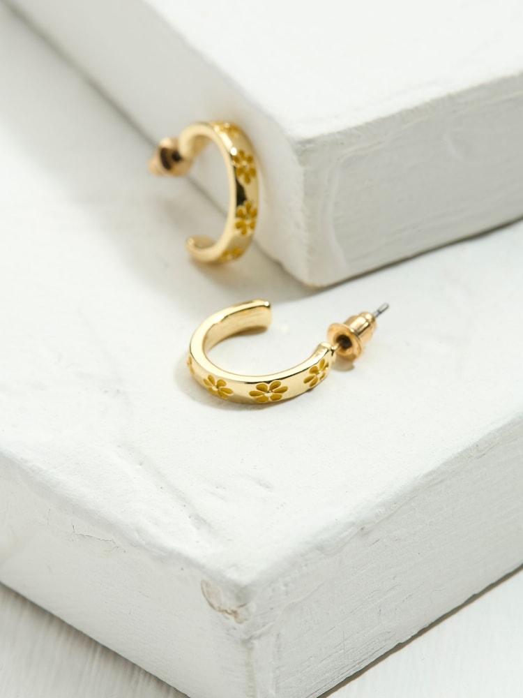 Fat Face Yellow Enamel Daisy Stud Earrings