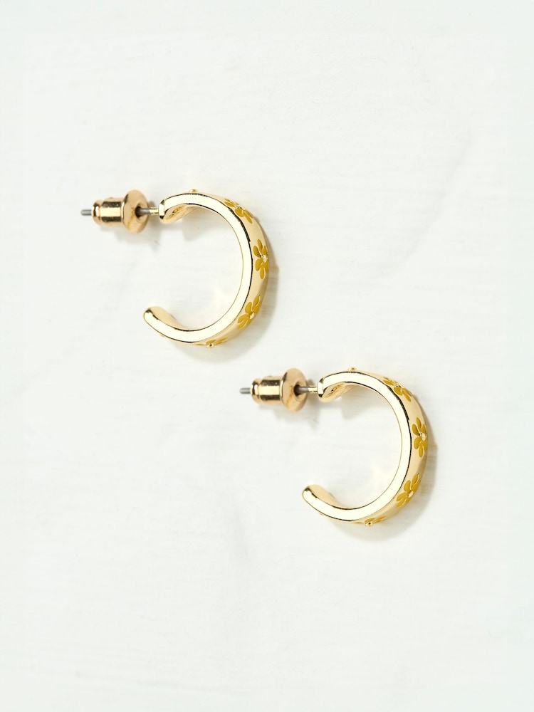 fat face Yellow Enamel Daisy Stud Earrings