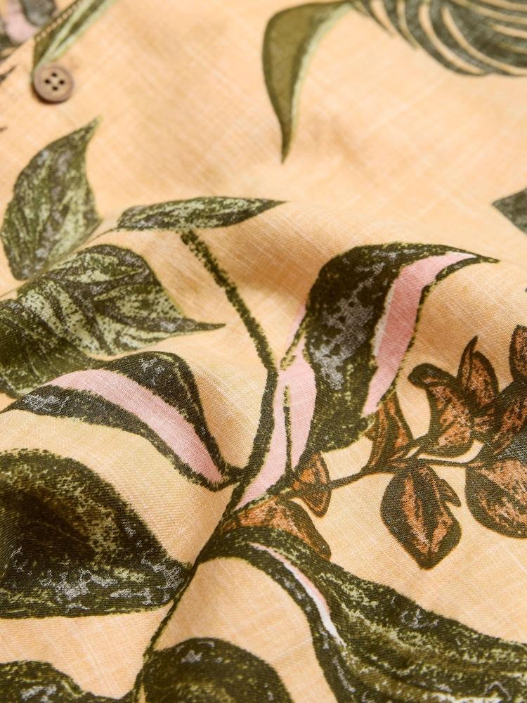 fat face Yellow Leaf Short Sleeve Shirt