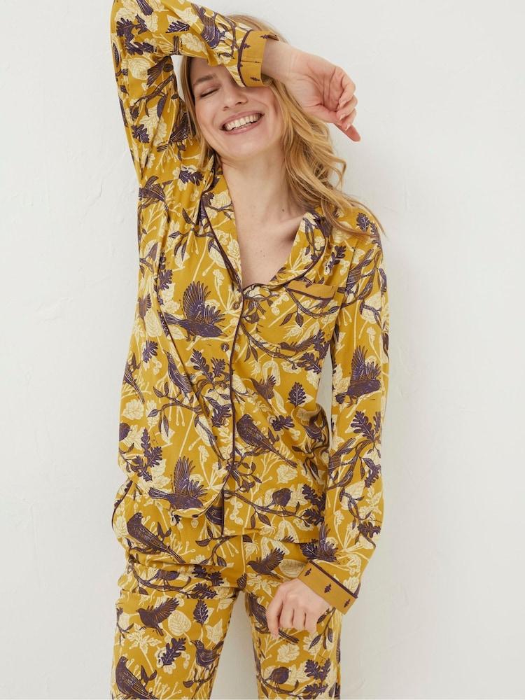 Fat Face Yellow Lino Birds Nightshirt