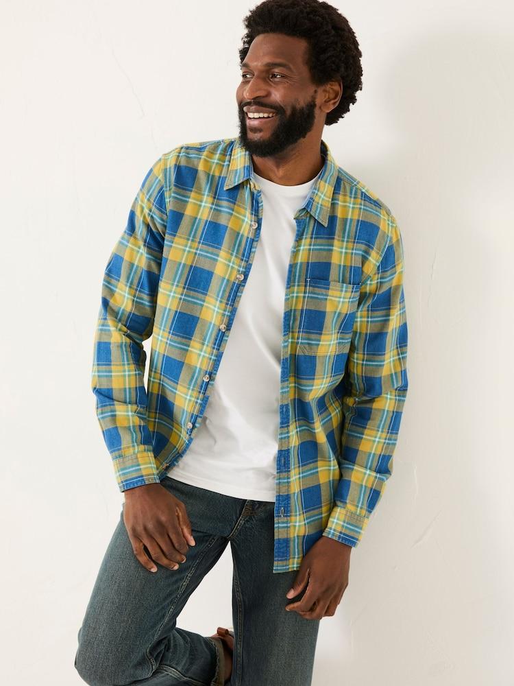 Fat Face Yellow Long Sleeve Mead Check Shirt