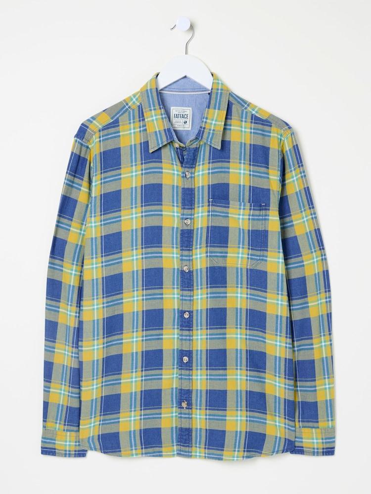 fat face Yellow Long Sleeve Mead Check Shirt