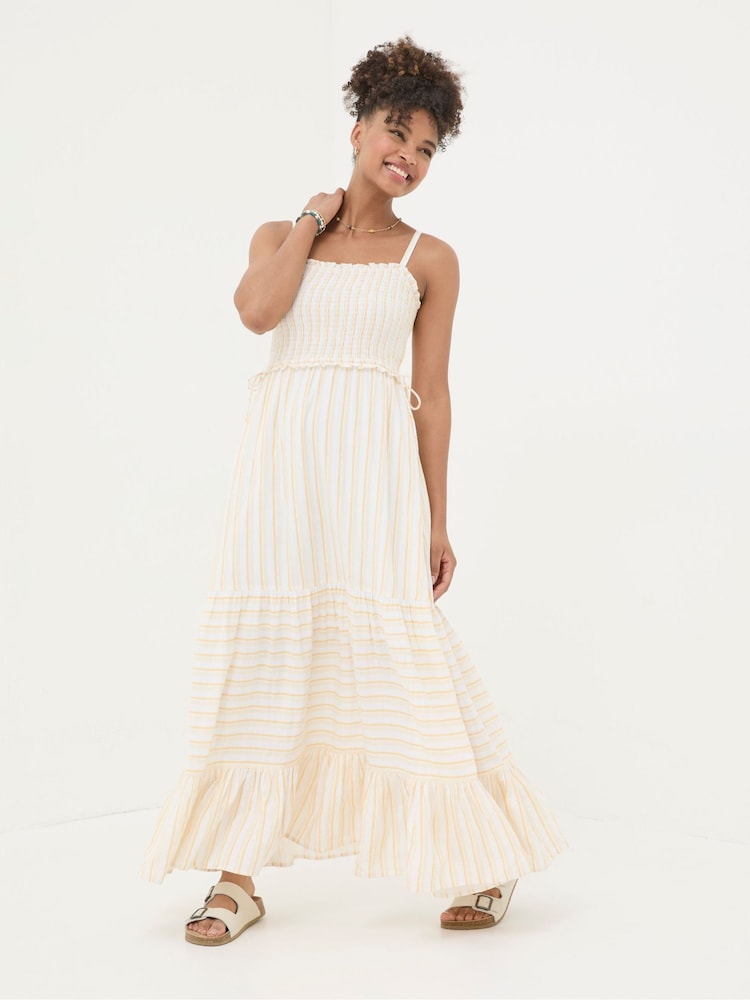 Fat Face Yellow Med Moments Stripe Beach Dress
