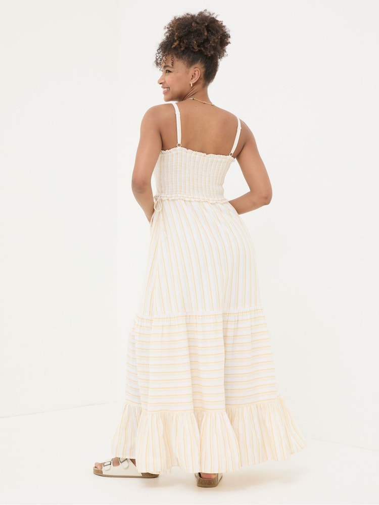 Fat Face Yellow Med Moments Stripe Beach Dress