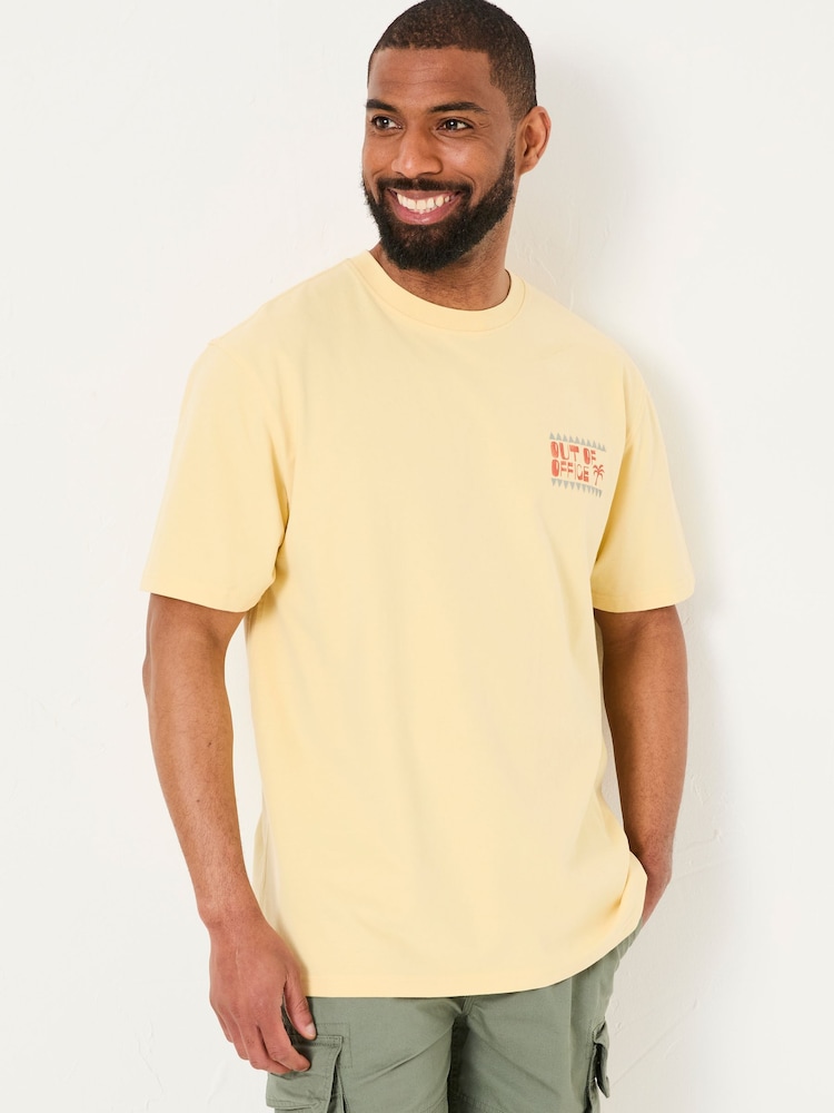 Fat Face Yellow Out Of Office 100% Cotton T-Shirt