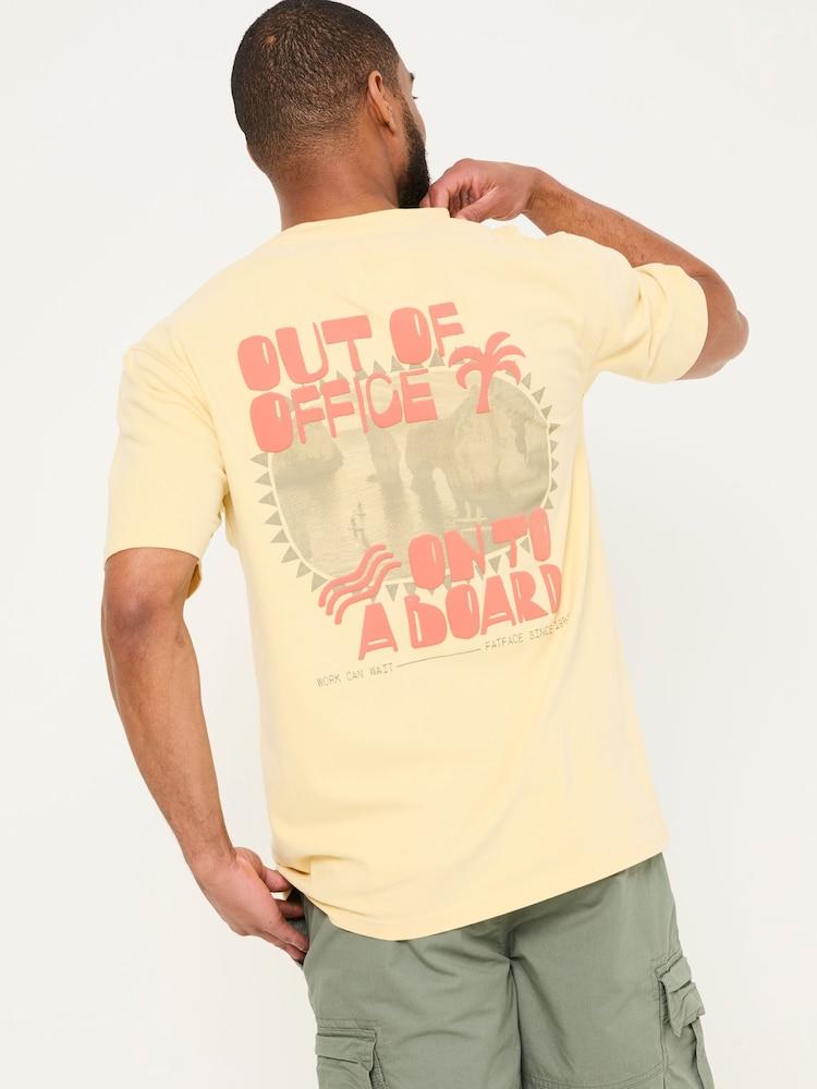 Fat Face Yellow Out Of Office 100% Cotton T-Shirt