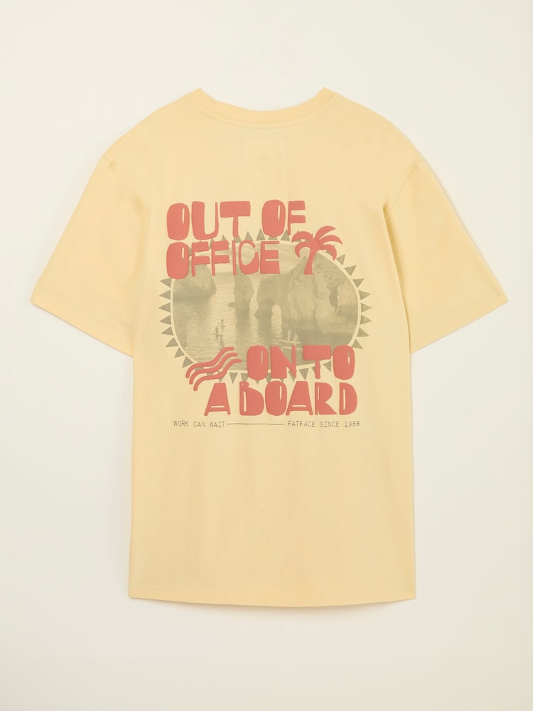 fat face Yellow Out Of Office 100% Cotton T-Shirt