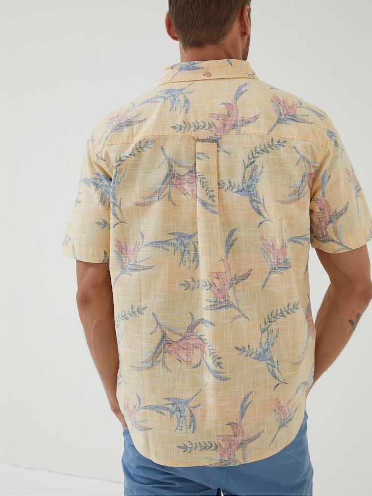 Fat Face Yellow Paradise Print Shirt