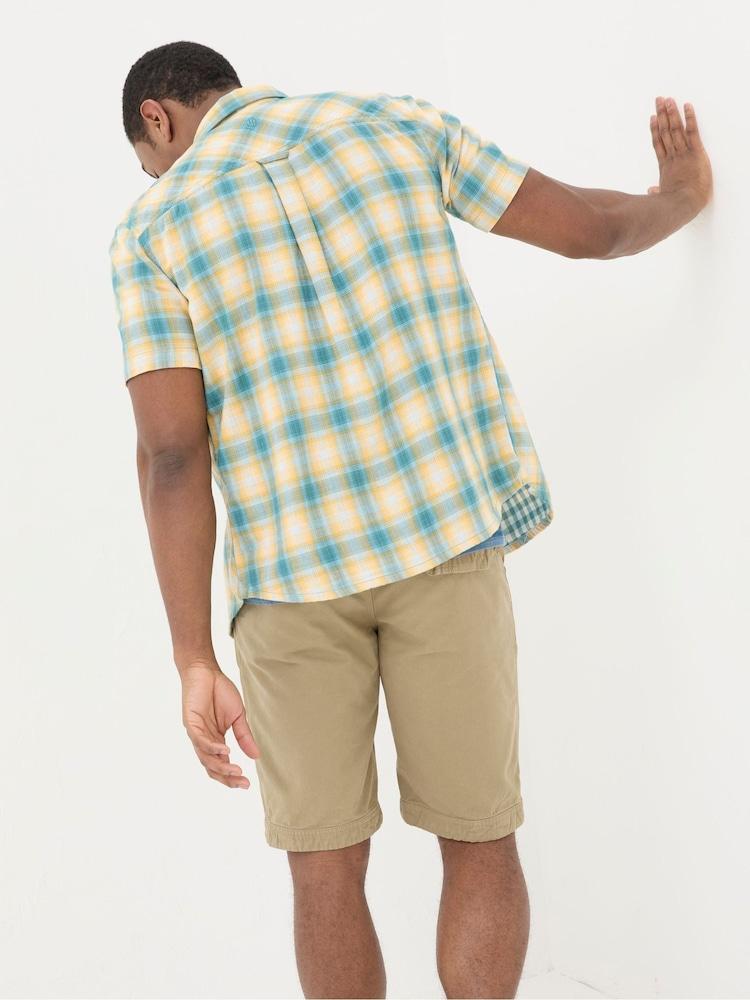 Fat Face Yellow Short Sleeve Chatley Check Shirt