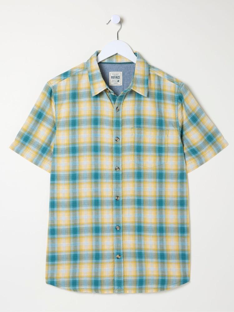 fat face Yellow Short Sleeve Chatley Check Shirt