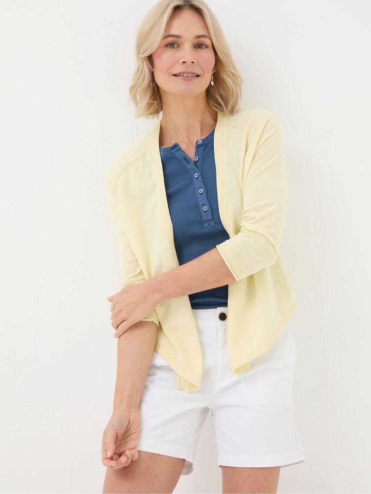 Fat Face Yellow Tie Front Cardigan