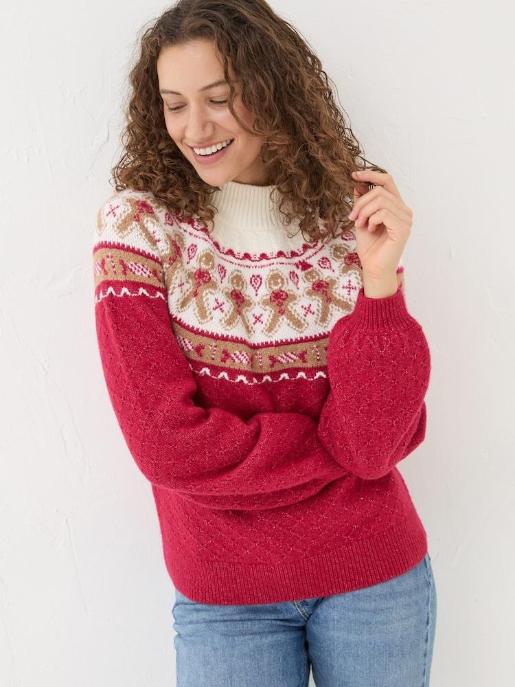 Fat Face Yoke Red Gingerbread Jumper
