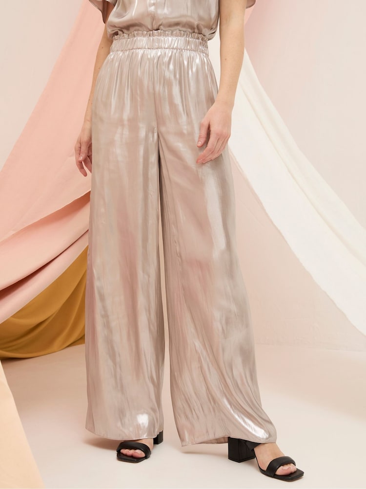 Fat Face Yvette Silver Wide Leg Trousers