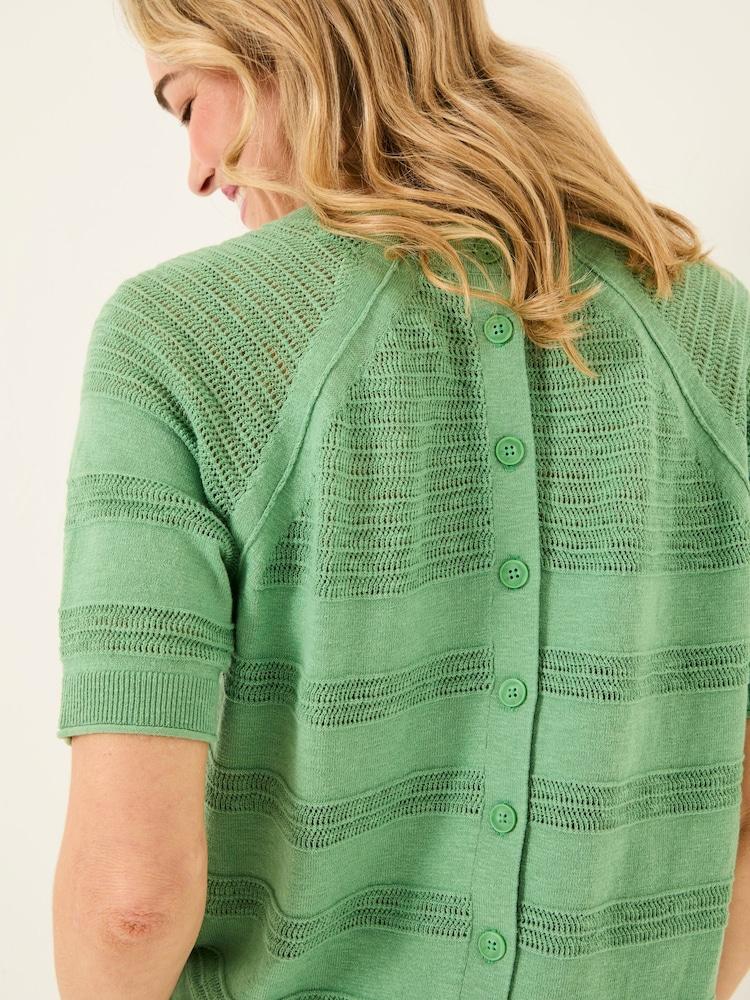 Fat Face Zandra Green Cotton Linen T Shirt