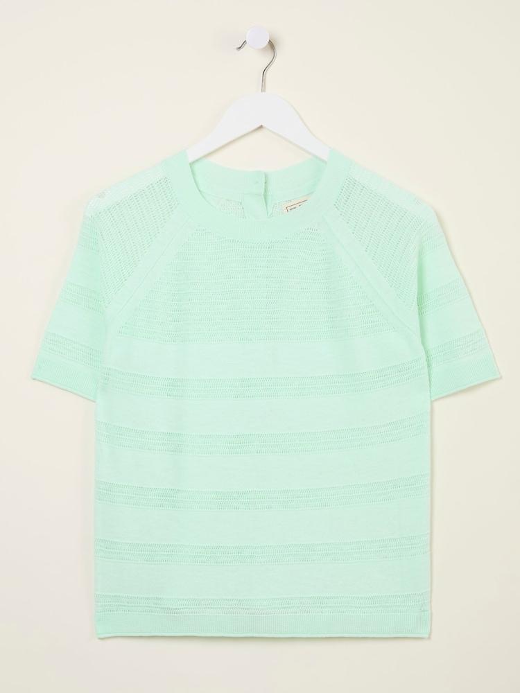 fat face Zandra Mint Green Cotton Linen T Shirt