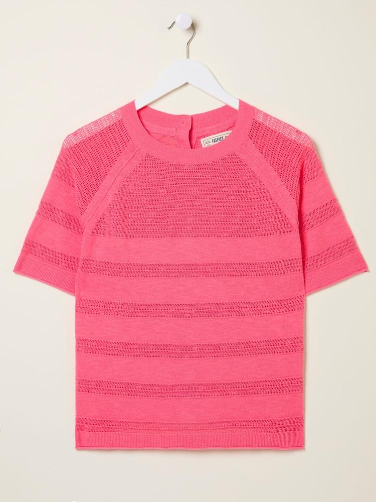 fat face Zandra Pink Cotton Linen T Shirt