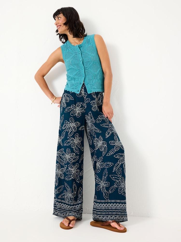 Fat Face Zelda Navy Wide Leg Trousers