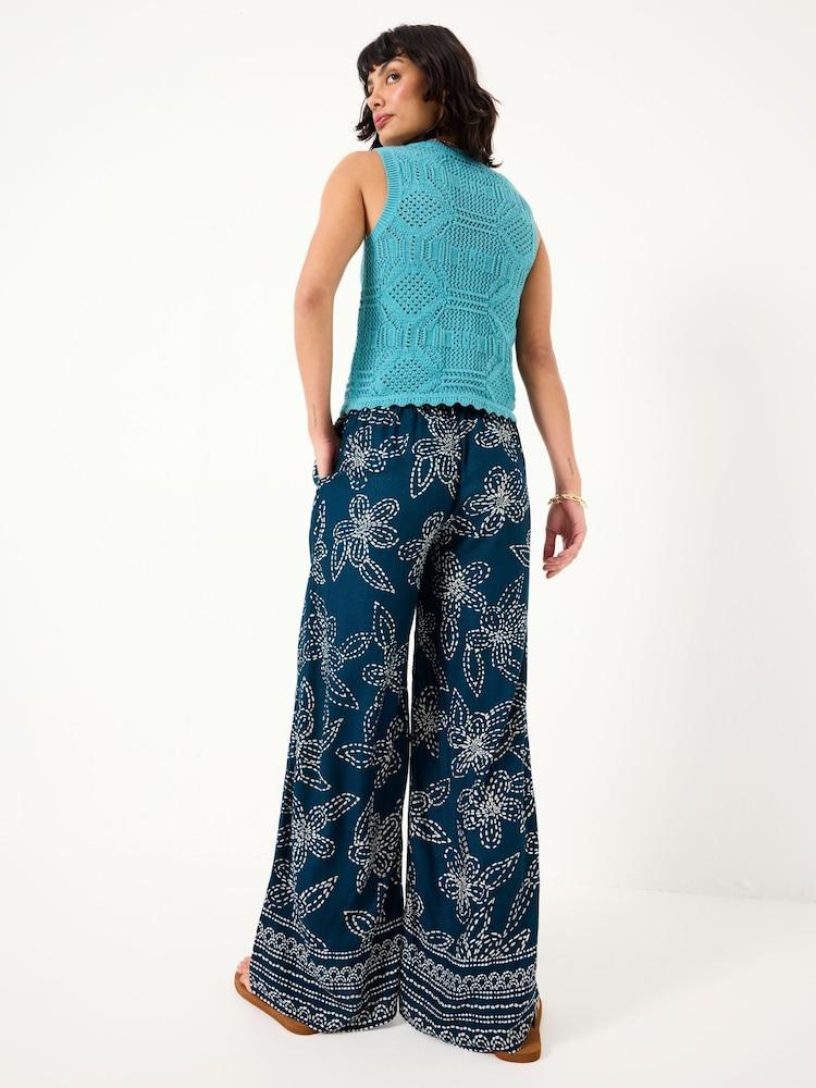 Fat Face Zelda Navy Wide Leg Trousers