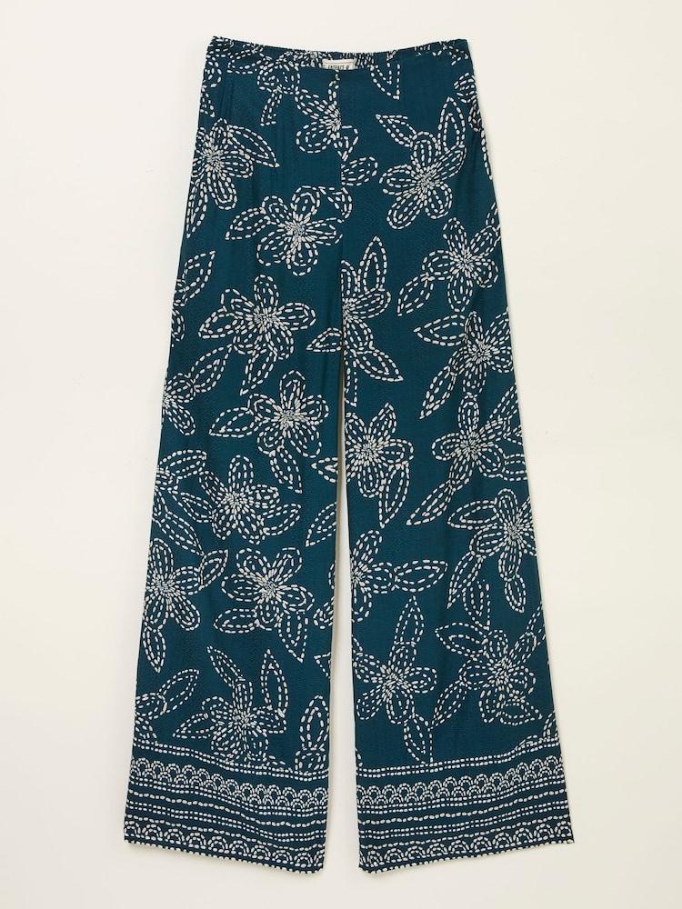 fat face Zelda Navy Wide Leg Trousers